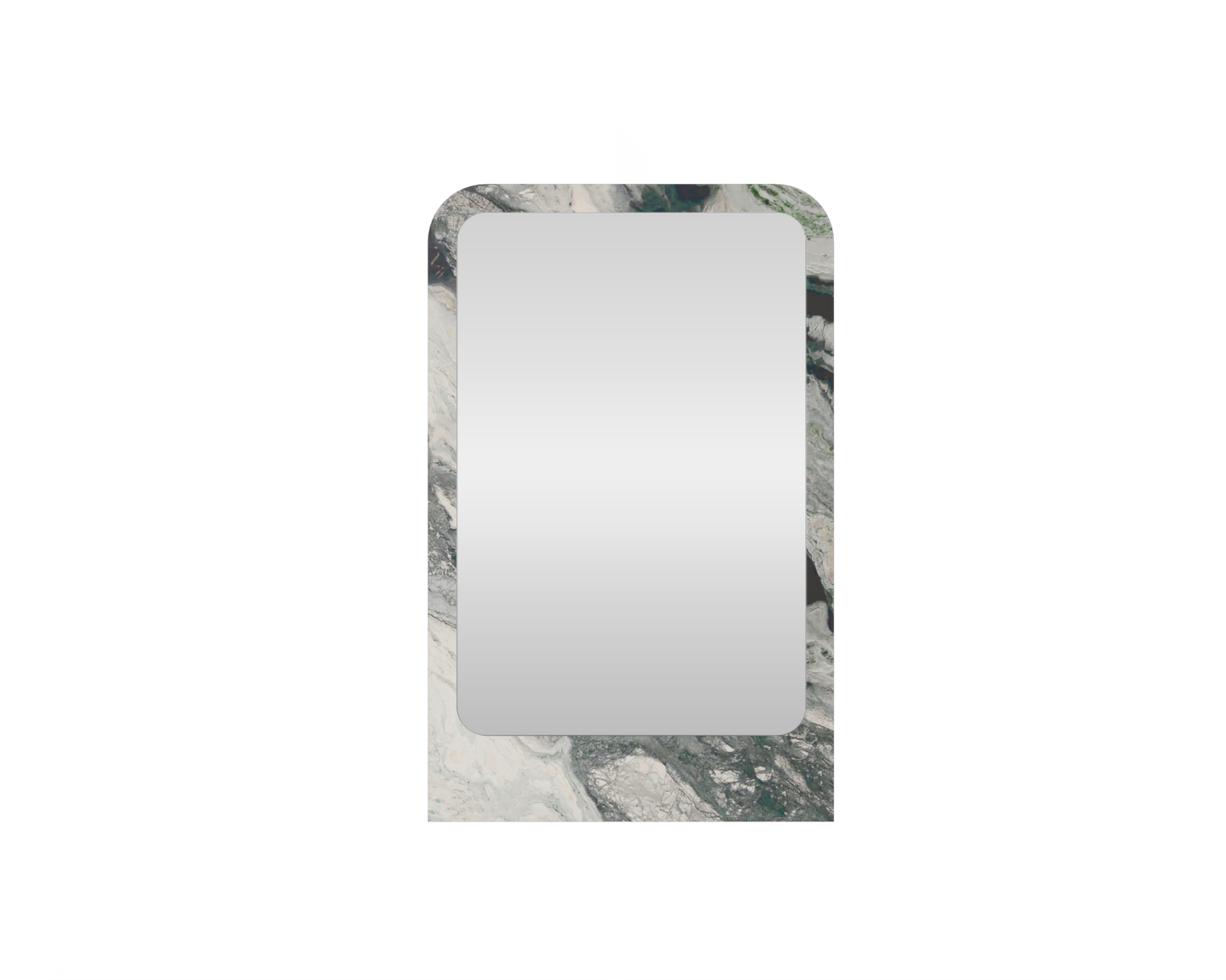 This rectangular stone mirror with curved edges is wrapped in the stunning Verde Oceania Marble, a mesmerising natural stone that captures the essence of the ocean’s allure. This exquisite Marble showcases a captivating blend of rich green hues, ranging from deep emerald to soothing seafoam tones. This Stone Mirror is a feature of its own. Stone Mirrors are the perfect addition to powder rooms, bathrooms or as a feature throughout the house. Stone Mirrors are luxiours and unique.
