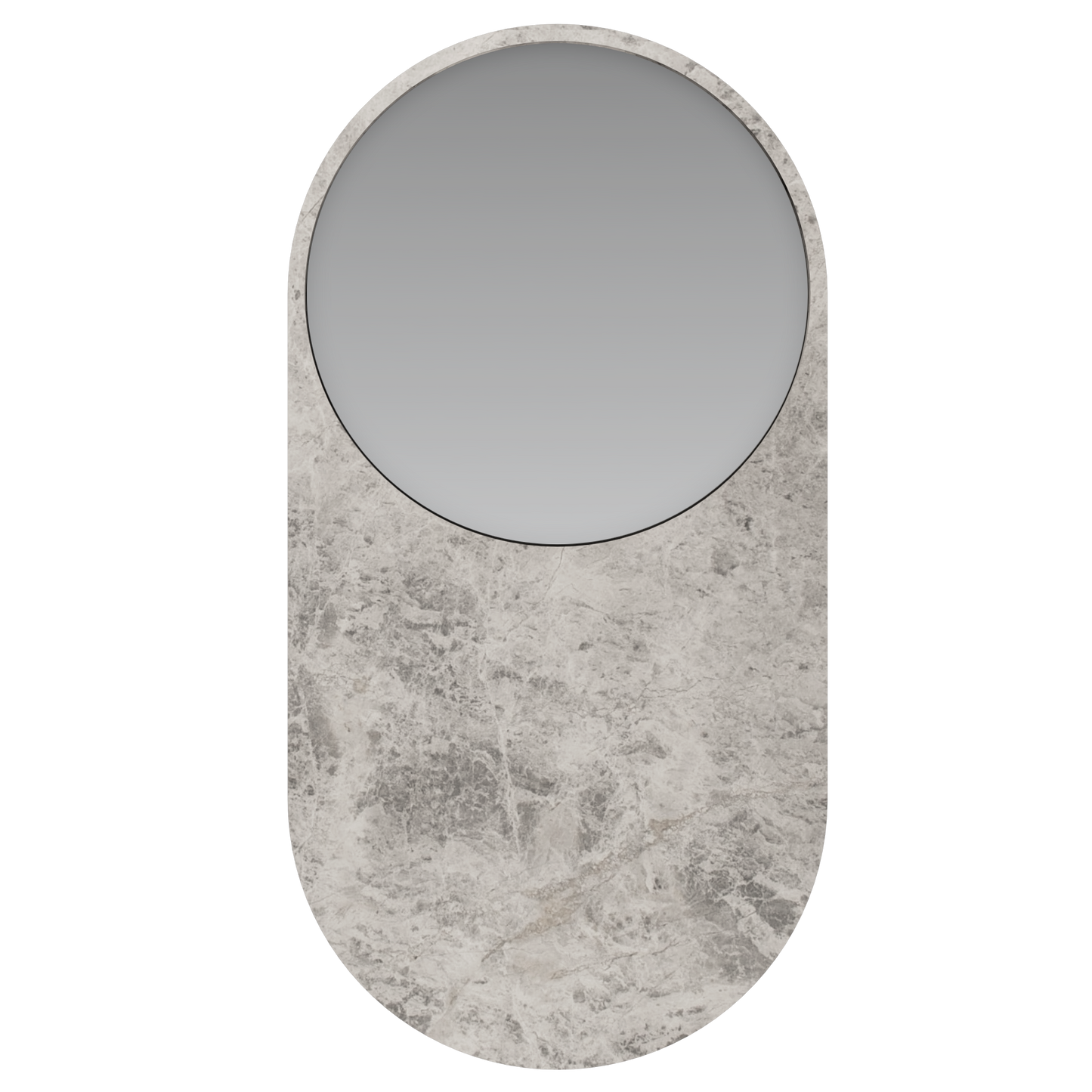 Pill mirror handcrafted from luxurious Tundra Limestone. This sculptural stone mirror showcases a soft pill-shaped design, highlighting the natural beauty and subtle texture of premium Tundra Limestone. A refined statement piece perfect for bathrooms, bedrooms, or entryways, bringing timeless elegance and organic sophistication to any space.