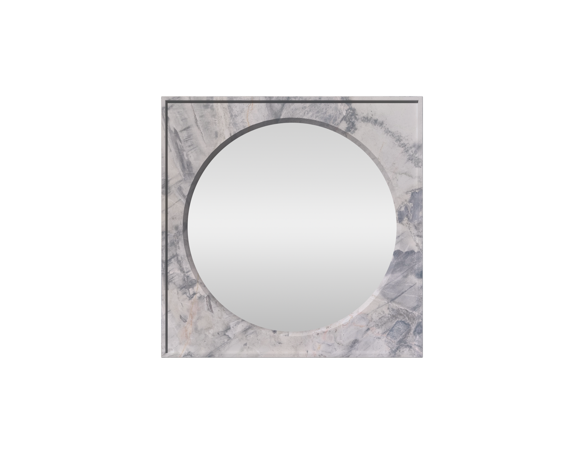 A stunning stone mirror in mediterranean blue marble. The round circle mirror is framed in a beautiful blue marble stone. The stone mirror frame is sqaure and features a stone trim to the outter sides of the frame. Stone mirrors are a perfect addition to your home in bathrooms or as a standalone feature. Orbis Stone Mirror 
