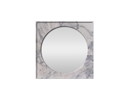 A stunning stone mirror in mediterranean blue marble. The round circle mirror is framed in a beautiful blue marble stone. The stone mirror frame is sqaure and features a stone trim to the outter sides of the frame. Stone mirrors are a perfect addition to your home in bathrooms or as a standalone feature. Orbis Stone Mirror 
